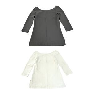 Elaine Kim Lot Of 2 Top Shirts Womens Size P - XS 3/4 Sleeve Gray & White